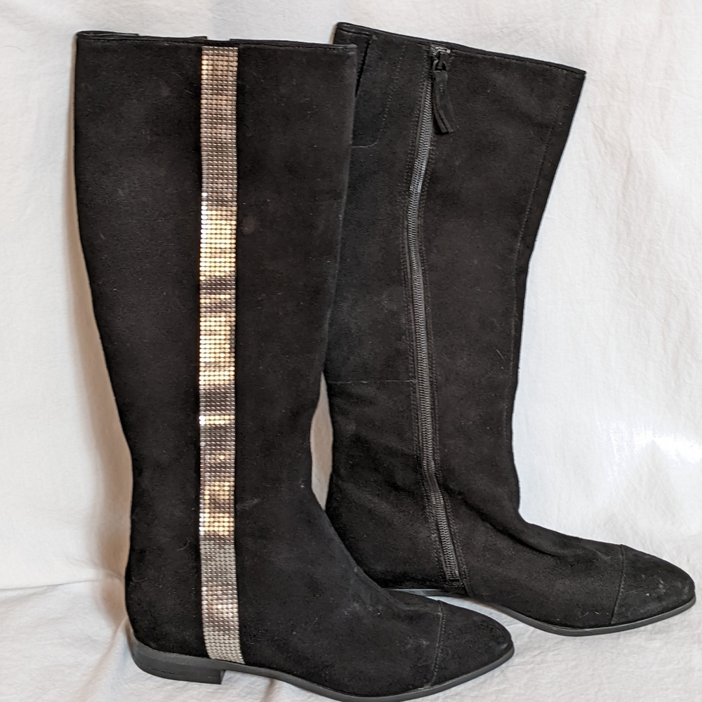 Nine West Leather Boots Side Zip Black 6.5M
